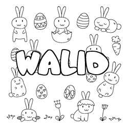 Coloraci&oacute;n del nombre WALID - decorado Pascua