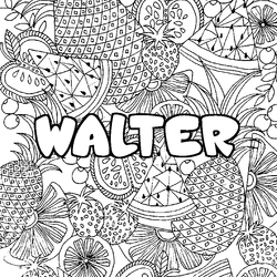 Coloraci&oacute;n del nombre WALTER - decorado mandala de frutas