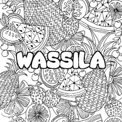 Coloraci&oacute;n del nombre WASSILA - decorado mandala de frutas