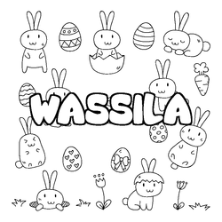 Coloraci&oacute;n del nombre WASSILA - decorado Pascua