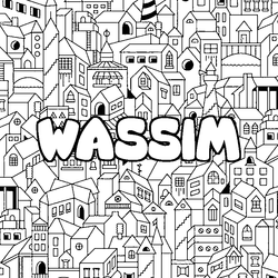 Coloraci&oacute;n del nombre WASSIM - decorado ciudad