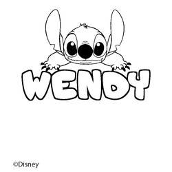 Coloraci&oacute;n del nombre WENDY - decorado Stitch