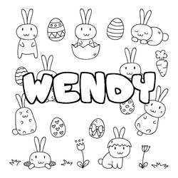 Coloraci&oacute;n del nombre WENDY - decorado Pascua