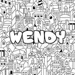 Coloraci&oacute;n del nombre WENDY - decorado ciudad