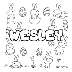 Coloraci&oacute;n del nombre WESLEY - decorado Pascua