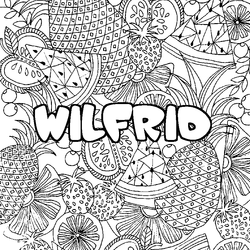Coloraci&oacute;n del nombre WILFRID - decorado mandala de frutas