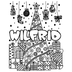 Coloraci&oacute;n del nombre WILFRID - decorado &aacute;rbol de Navidad y regalos