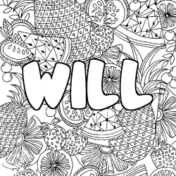 Coloraci&oacute;n del nombre WILL - decorado mandala de frutas