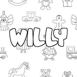 Coloraci&oacute;n del nombre WILLY - decorado juguetes