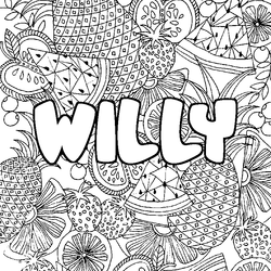 Coloraci&oacute;n del nombre WILLY - decorado mandala de frutas