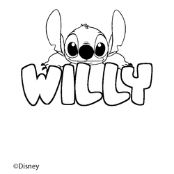 Coloraci&oacute;n del nombre WILLY - decorado Stitch