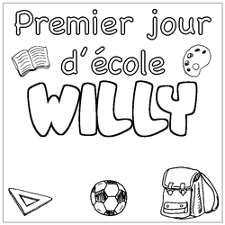 Coloraci&oacute;n del nombre WILLY - decorado primer d&iacute;a de escuela