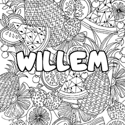 Coloraci&oacute;n del nombre WILLEM - decorado mandala de frutas