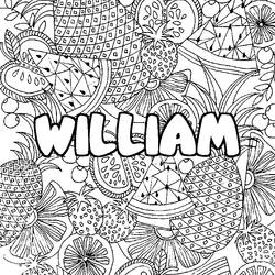 Coloraci&oacute;n del nombre WILLIAM - decorado mandala de frutas