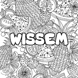 Coloraci&oacute;n del nombre WISSEM - decorado mandala de frutas