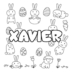 Coloraci&oacute;n del nombre XAVIER - decorado Pascua