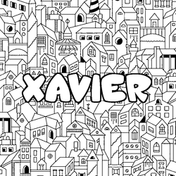 Coloraci&oacute;n del nombre XAVIER - decorado ciudad