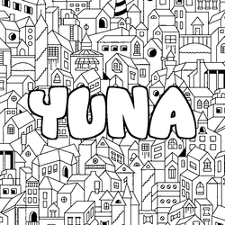 Coloraci&oacute;n del nombre YUNA - decorado ciudad