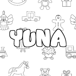 Coloraci&oacute;n del nombre YUNA - decorado juguetes