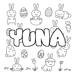 Coloraci&oacute;n del nombre YUNA - decorado Pascua