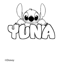 Coloraci&oacute;n del nombre YUNA - decorado Stitch