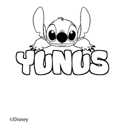 Coloraci&oacute;n del nombre YUNUS - decorado Stitch