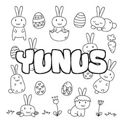 Coloraci&oacute;n del nombre YUNUS - decorado Pascua