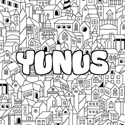 Coloraci&oacute;n del nombre YUNUS - decorado ciudad