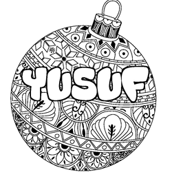Coloraci&oacute;n del nombre YUSUF - decorado bola de Navidad