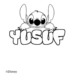 Coloraci&oacute;n del nombre YUSUF - decorado Stitch