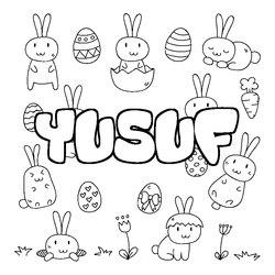 Coloraci&oacute;n del nombre YUSUF - decorado Pascua