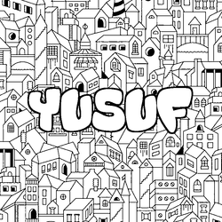 Coloraci&oacute;n del nombre YUSUF - decorado ciudad