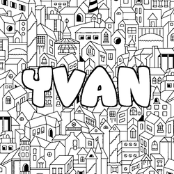 Coloraci&oacute;n del nombre YVAN - decorado ciudad