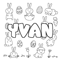 Coloraci&oacute;n del nombre YVAN - decorado Pascua