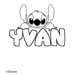 Coloraci&oacute;n del nombre YVAN - decorado Stitch