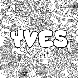 Coloraci&oacute;n del nombre YVES - decorado mandala de frutas