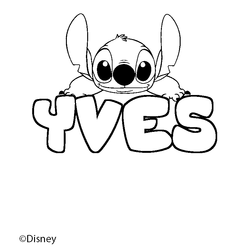 Coloraci&oacute;n del nombre YVES - decorado Stitch
