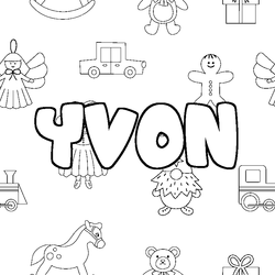 Coloraci&oacute;n del nombre YVON - decorado juguetes