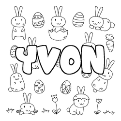 Coloraci&oacute;n del nombre YVON - decorado Pascua