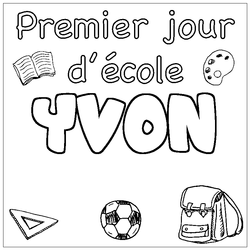 Coloraci&oacute;n del nombre YVON - decorado primer d&iacute;a de escuela