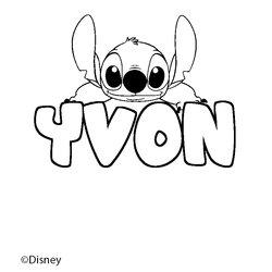 Coloraci&oacute;n del nombre YVON - decorado Stitch