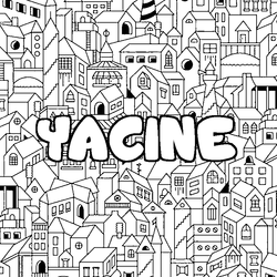 Coloraci&oacute;n del nombre YACINE - decorado ciudad