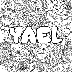 Coloraci&oacute;n del nombre YAEL - decorado mandala de frutas