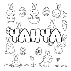 Coloraci&oacute;n del nombre YAHYA - decorado Pascua