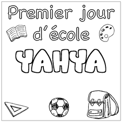 Coloraci&oacute;n del nombre YAHYA - decorado primer d&iacute;a de escuela