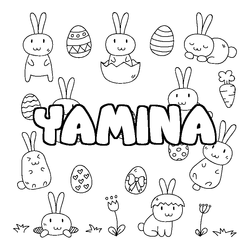 Coloraci&oacute;n del nombre YAMINA - decorado Pascua