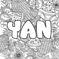 Coloraci&oacute;n del nombre YAN - decorado mandala de frutas