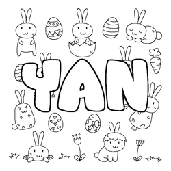 Coloraci&oacute;n del nombre YAN - decorado Pascua