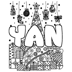 Coloraci&oacute;n del nombre YAN - decorado &aacute;rbol de Navidad y regalos