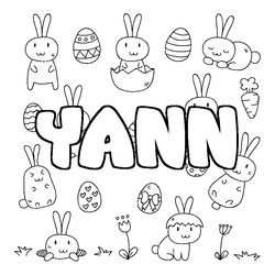 Coloraci&oacute;n del nombre YANN - decorado Pascua